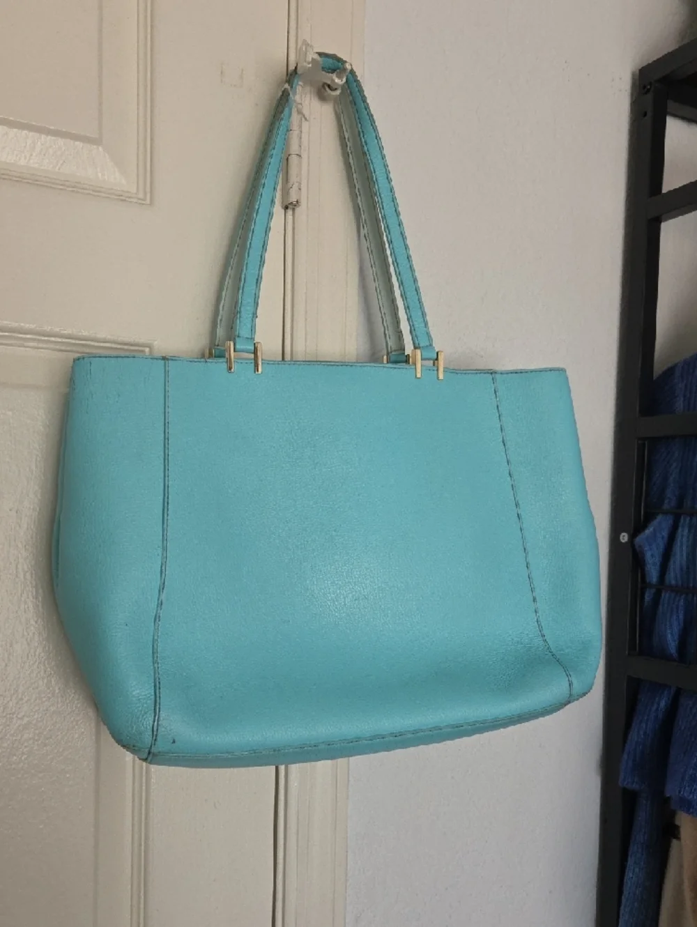 kate spade aqua studded leather tote